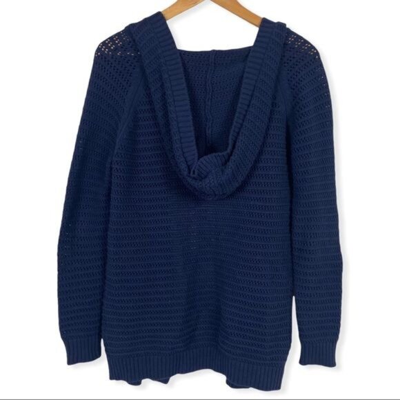 Modcloth Knit Open Front Hooded Cardigan Navy XS - Picture 3 of 7